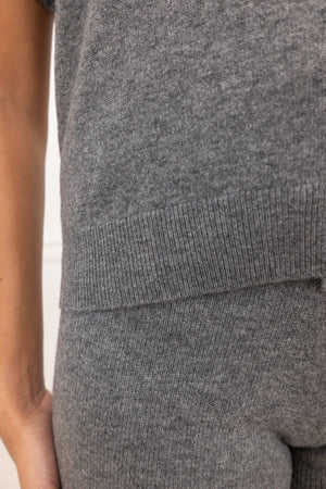 Cashmere and Wool Polo T-Shirt - Misty Charcoal