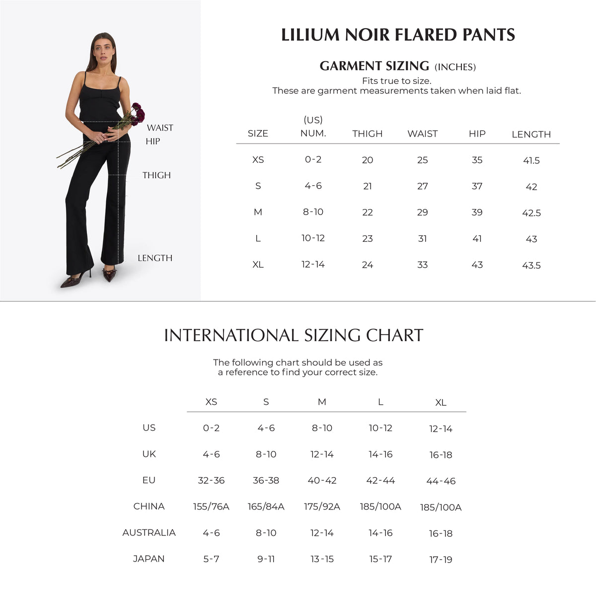Zoomed Size Chart