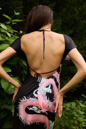 Loong Warrioress Silk Open-Back Dress - Du & Berry