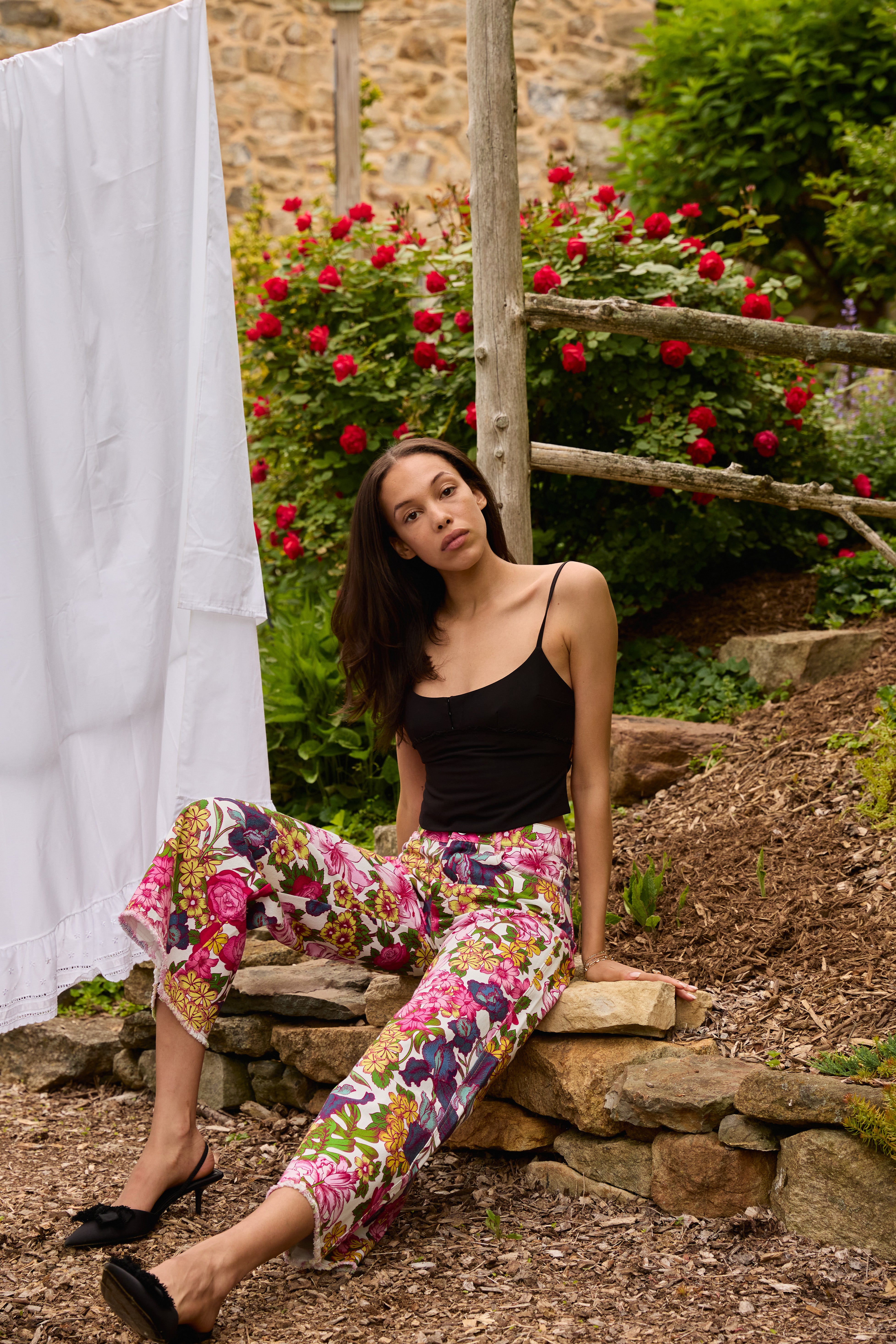 Floral Wide Leg Jeans Women - Floral Symphony Pants | Du & Berry