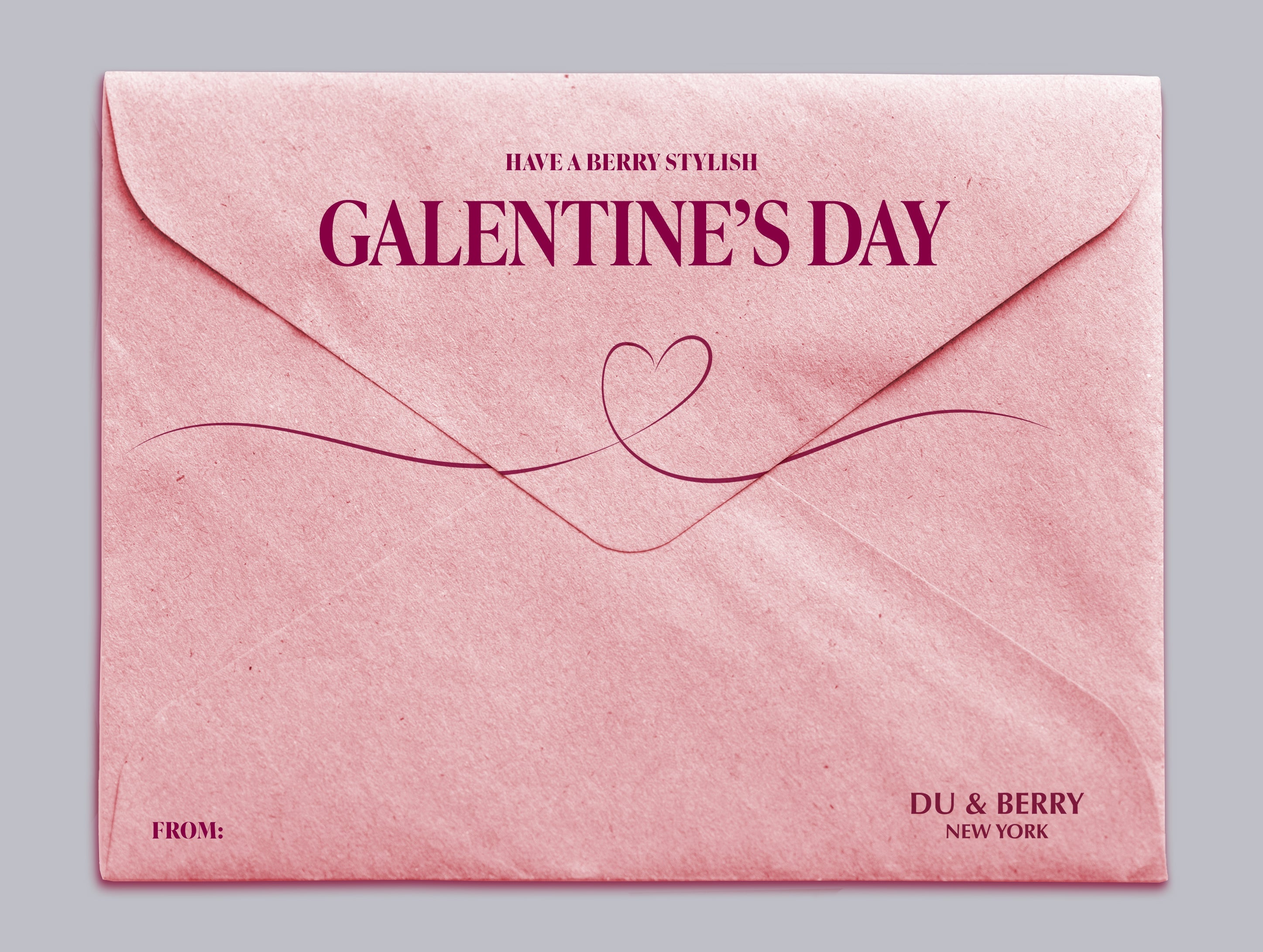 Pink Galentine's Day envelope with heart design and stylish lettering for festive celebration