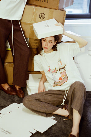 Tea Party Oversized Cotton T-Shirt