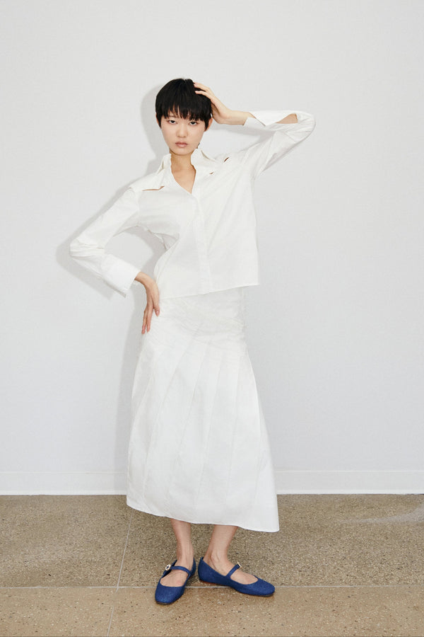 Du Pleated Cotton Poplin Shirt - Du & Berry