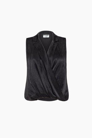 Solara Twist Collared Top in Black - Du & Berry