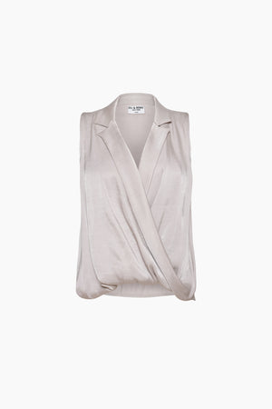 Solara Twist Collared Top in Grey - Du & Berry