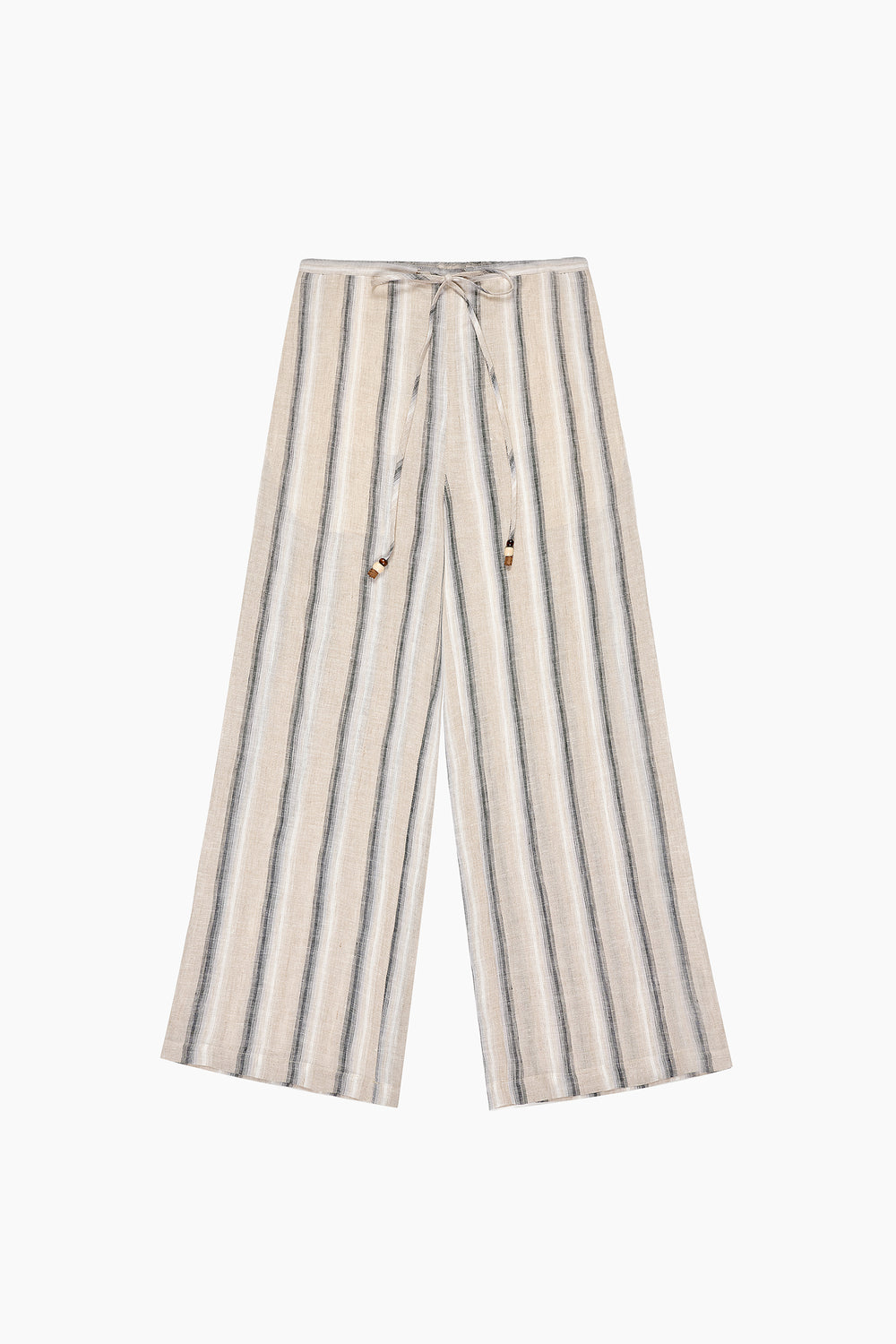 Erin Linen Wide Leg Stripe Pants in Beige - Du & Berry