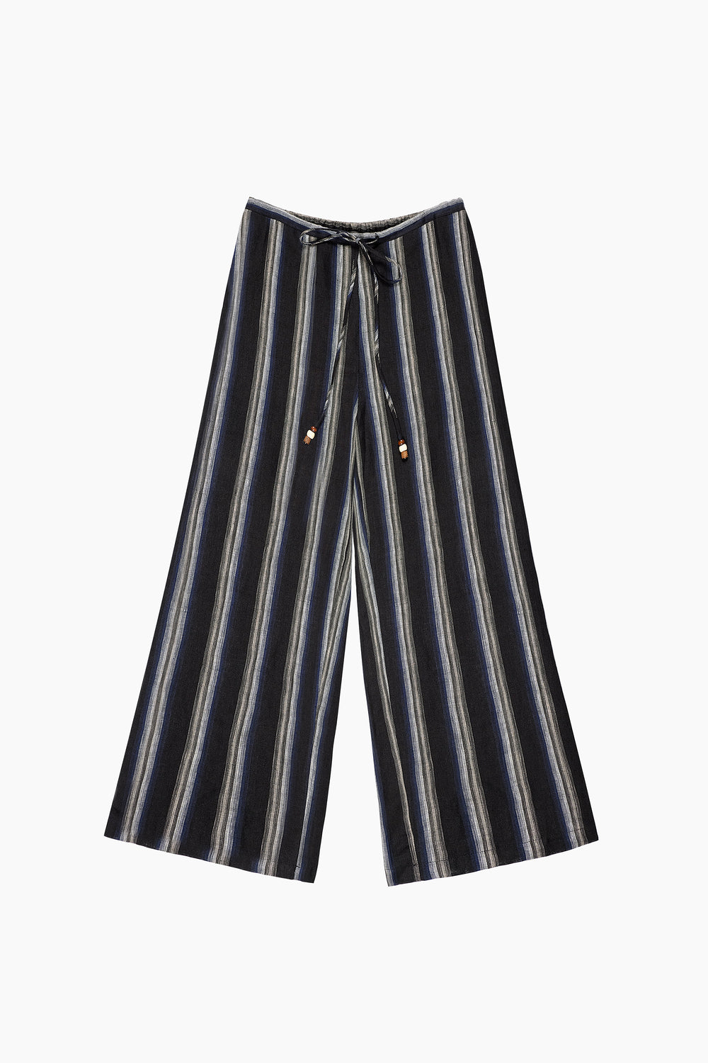 Erin Linen Wide Leg Stripe Pants in Navy - Du & Berry