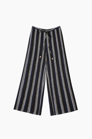 Erin Linen Wide Leg Stripe Pants in Navy - Du & Berry