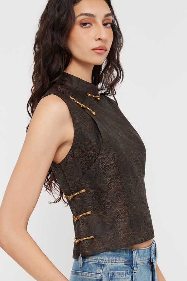 Jacquard Silk Vest - Du & Berry