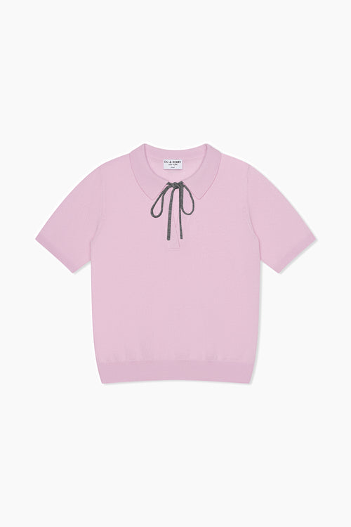 Cashmere and Wool Polo T-Shirt - Very Berry