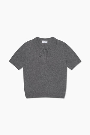 Cashmere and Wool Polo T-Shirt - Grey - Du & Berry