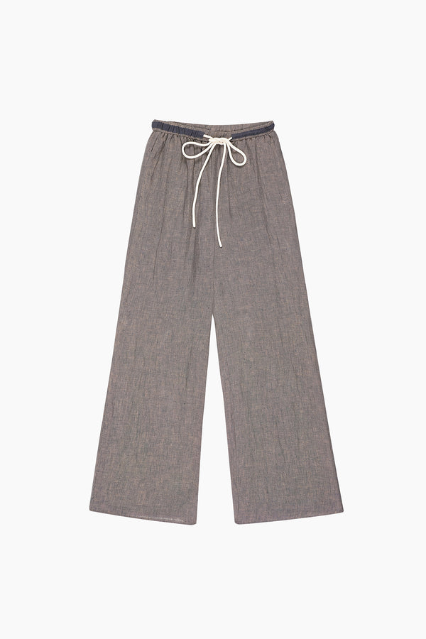 Sojourn Linen Wide Leg Pants in Silver Sage - Du & Berry