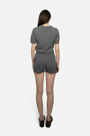 Cashmere and Wool Polo T-Shirt - Misty Charcoal