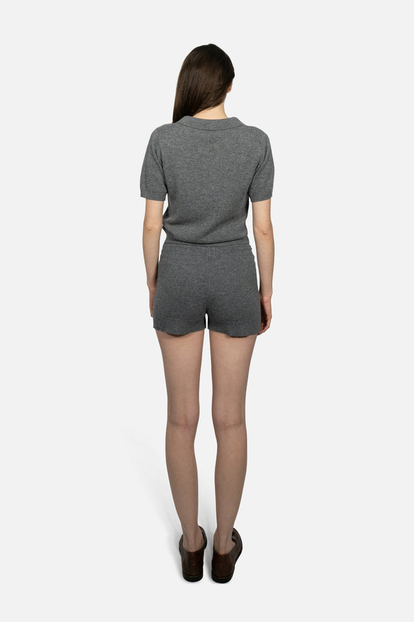 Cashmere and Wool Polo T-Shirt - Misty Charcoal