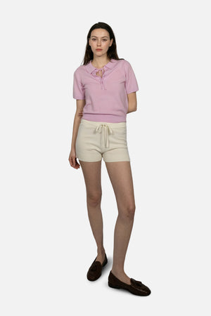 Wool and Cashmere Fine Knit Shorts - Vanilla Cream