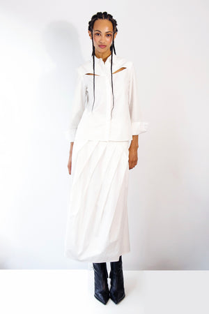 Du Pleated Cotton Poplin Shirt