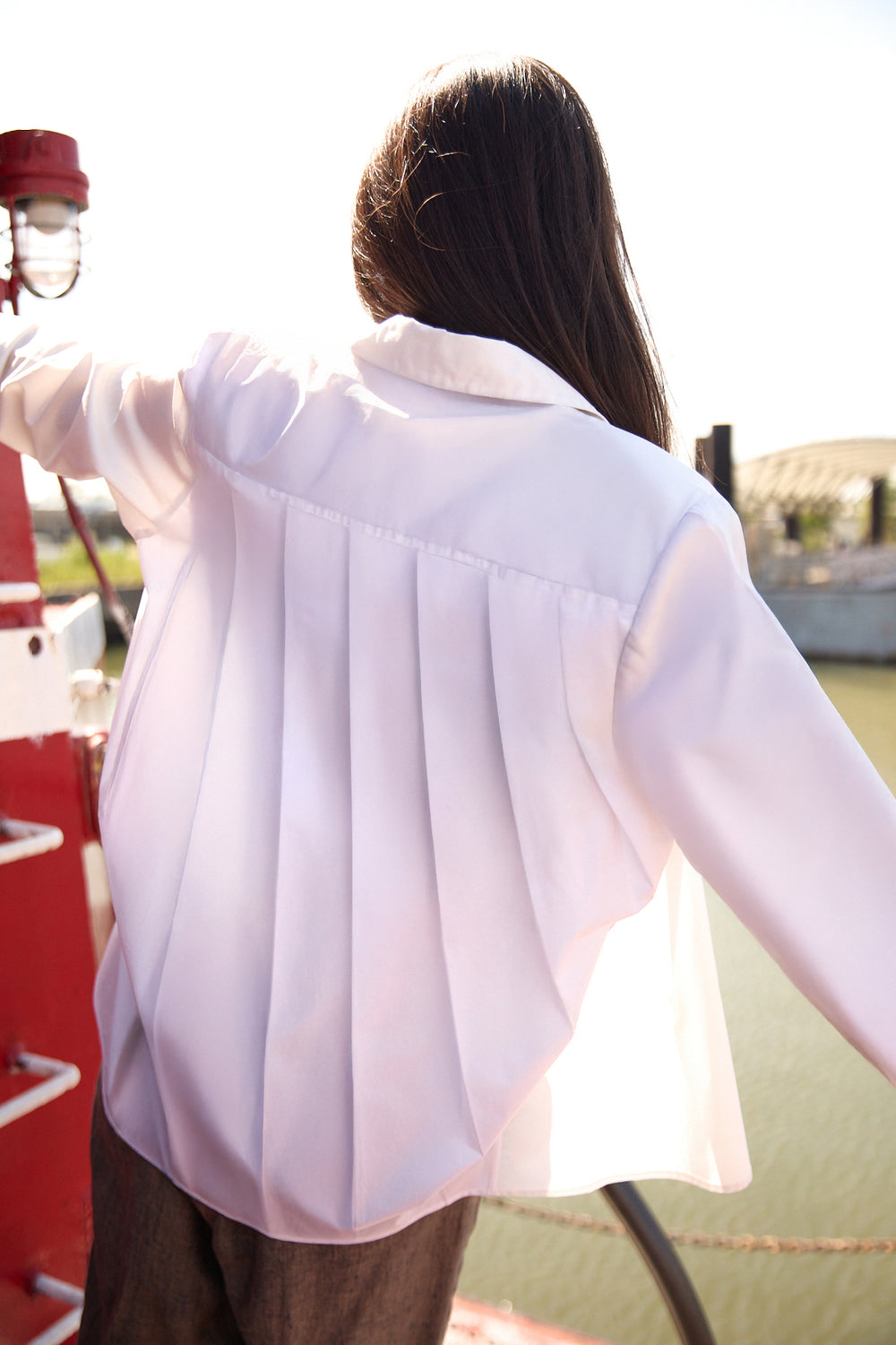 Du Pleated Cotton Poplin Shirt - Du & Berry