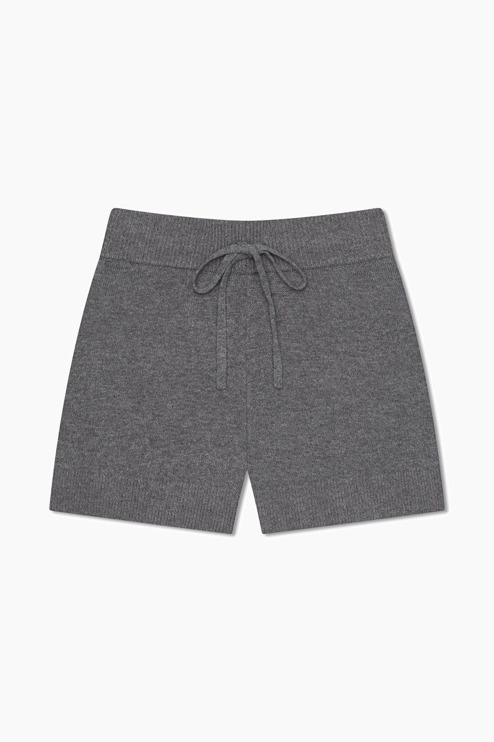 Wool and Cashmere Fine Knit Shorts and Polo Set - Charcoal Cream