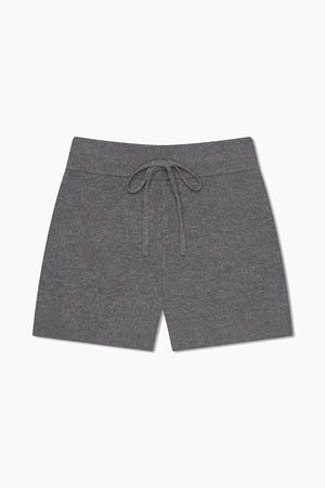 Wool and Cashmere Fine Knit Shorts - Charcoal Cream - Du & Berry