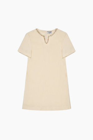 Ayla Hand Beaded Split-Neck Dress - Du & Berry