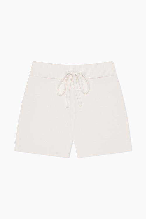 Wool and Cashmere Fine Knit Shorts - Vanilla Cream - Du & Berry