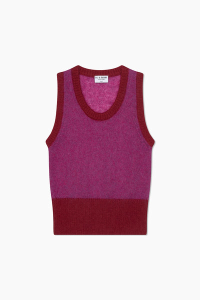 Mohair Vest Top in Berry Glaze: Soft Fuzzy Knit Layering | Du