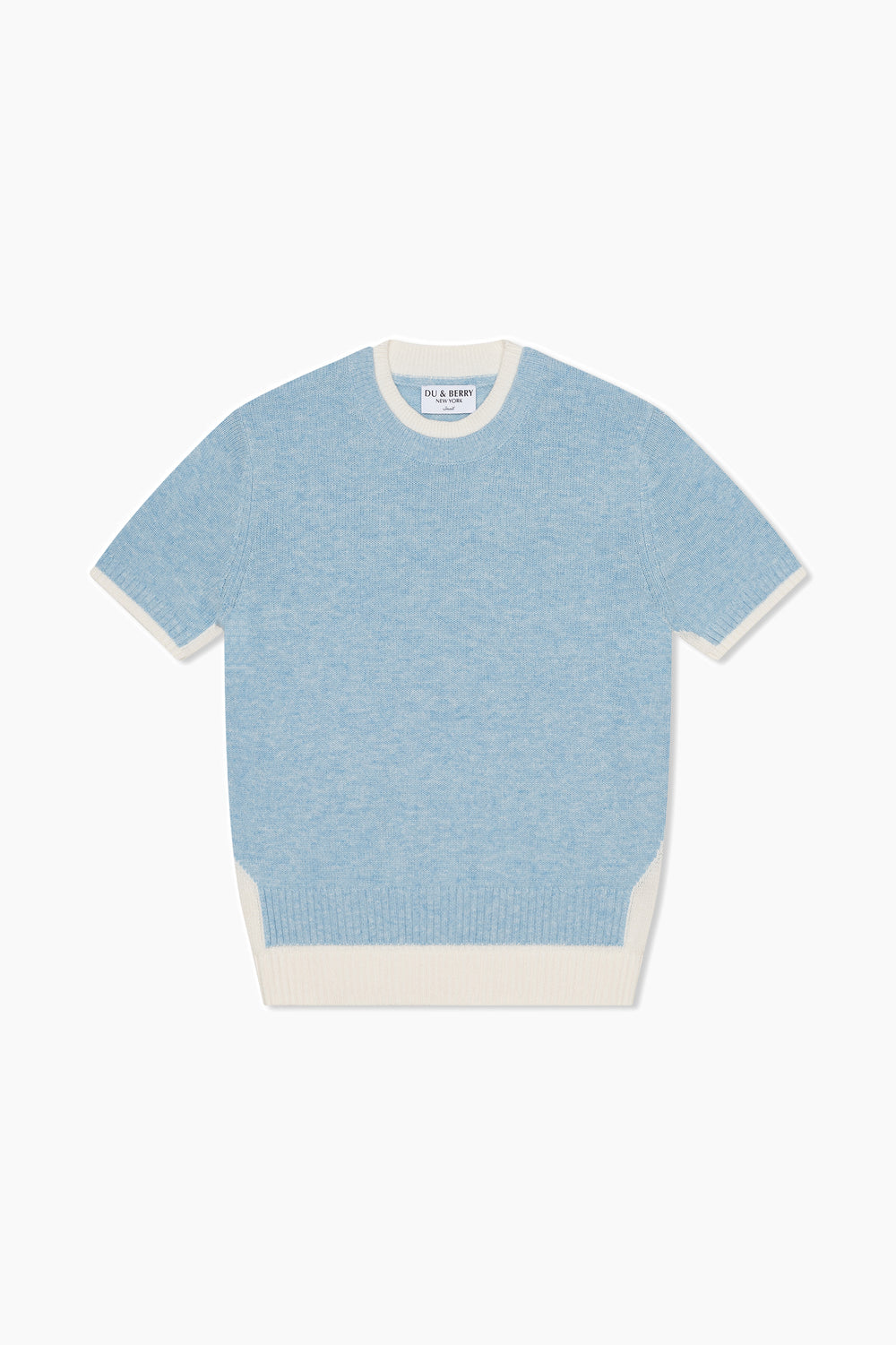 Du & Berry Cashmere and Wool Short Sleeve Crewneck in Light Blue