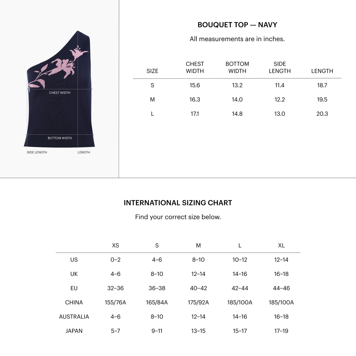 Zoomed Size Chart