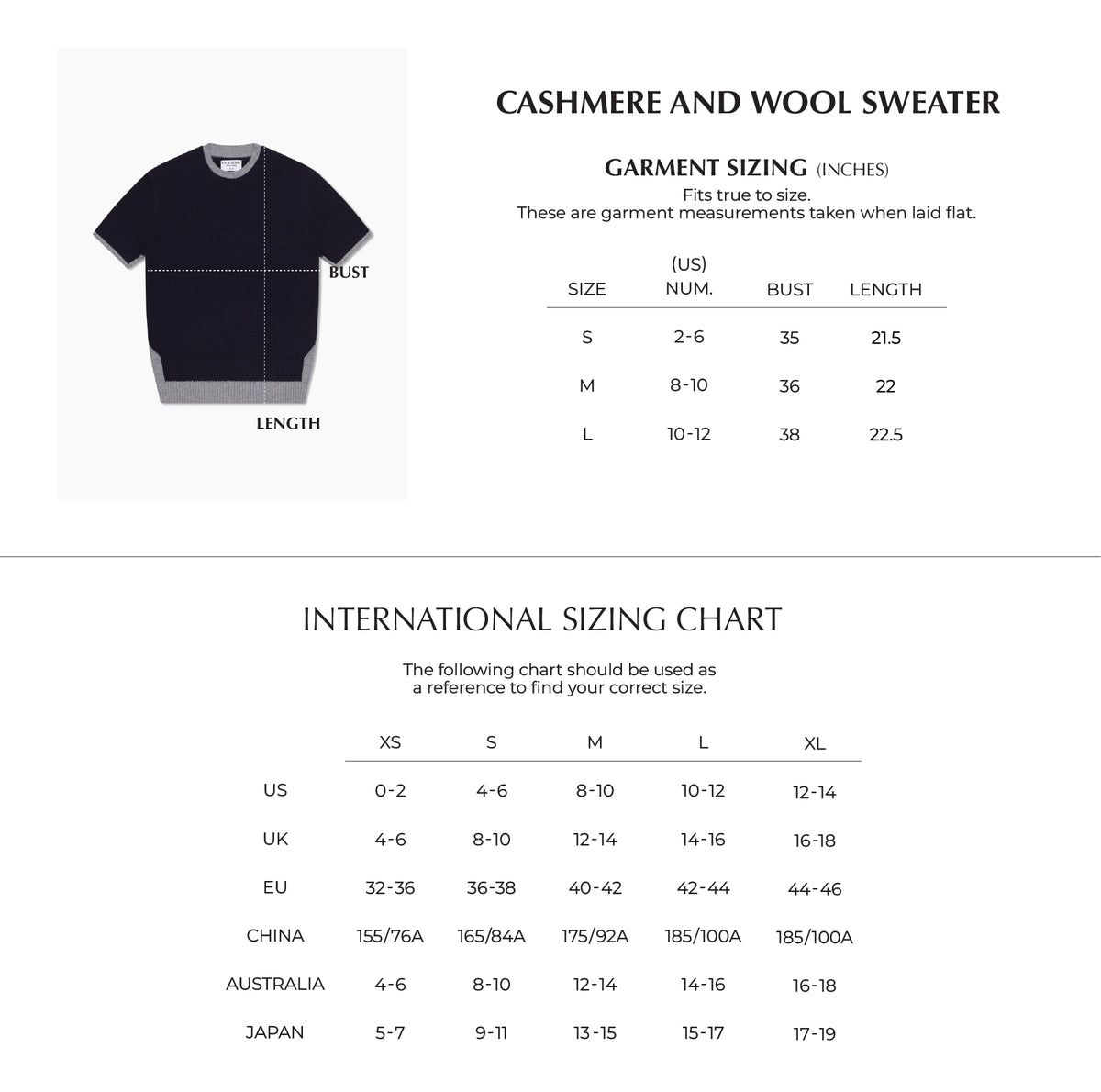 Zoomed Size Chart
