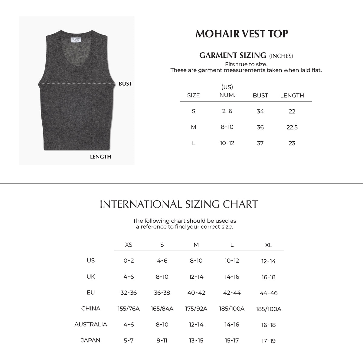 Zoomed Size Chart