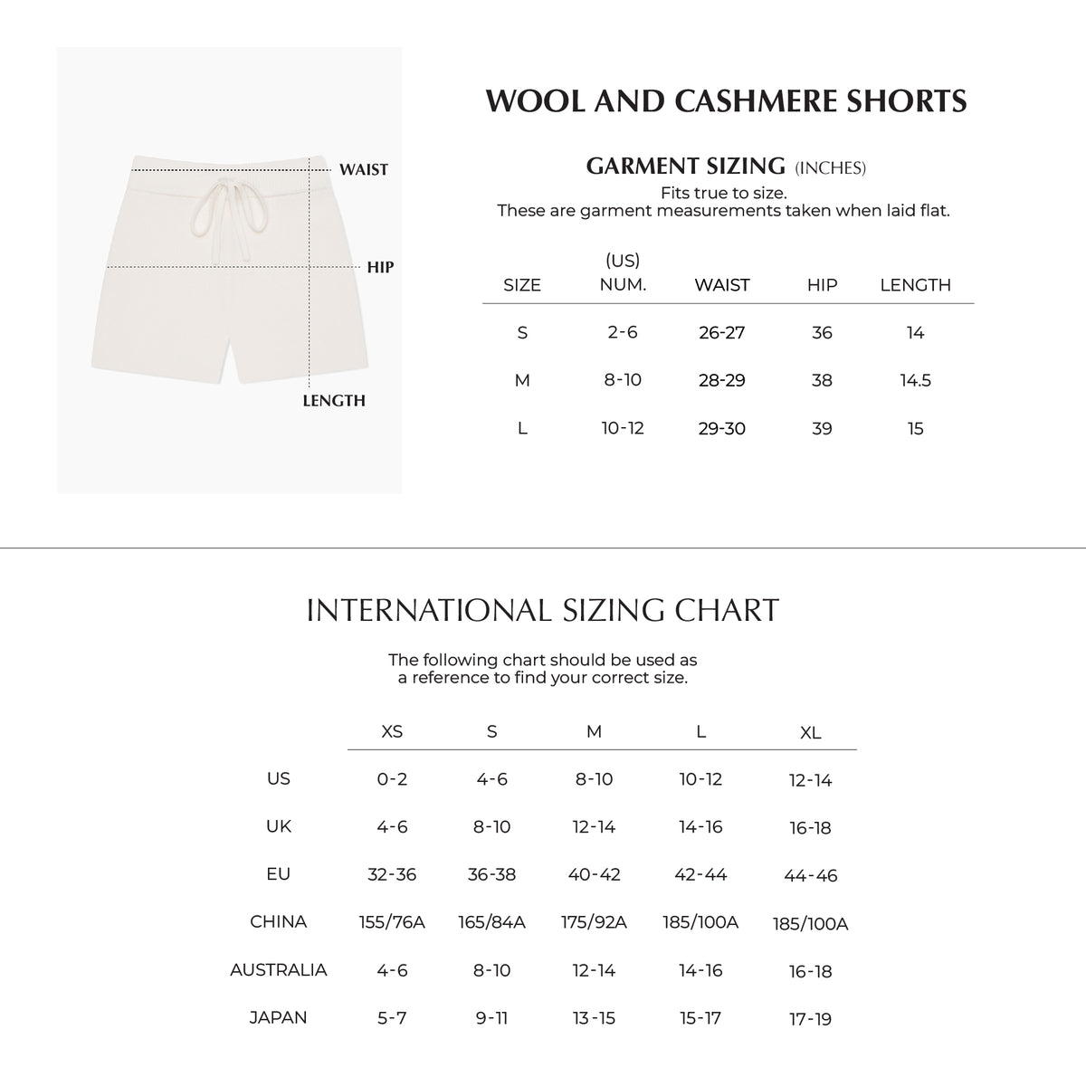 Zoomed Size Chart