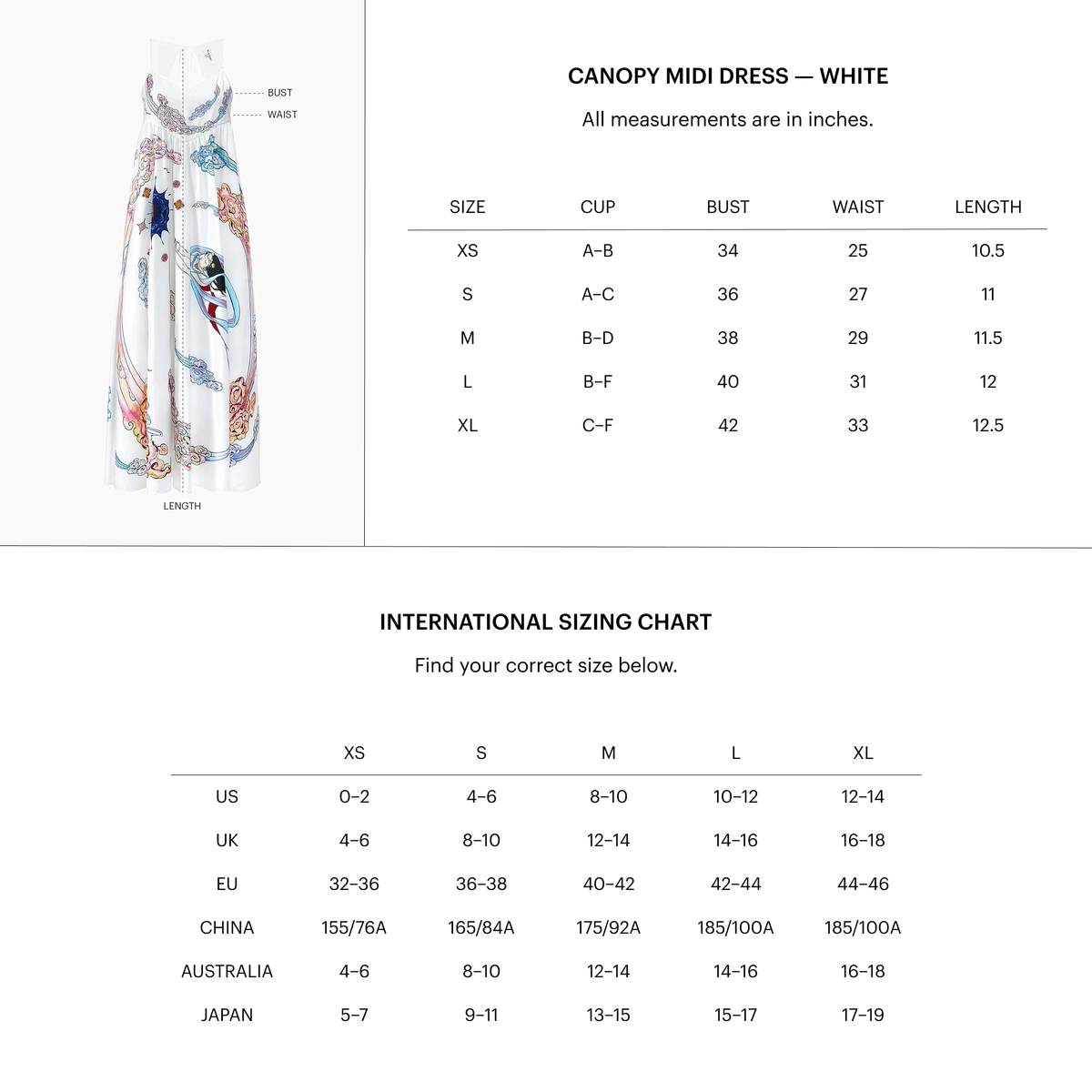 Zoomed Size Chart