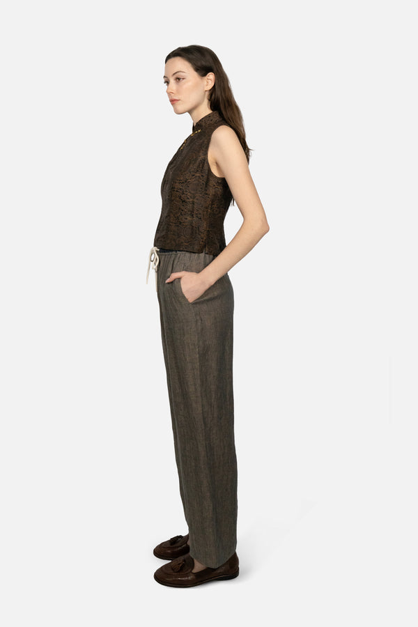 Sojourn Linen Wide Leg Pants in Silver Sage