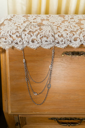 Handcrafted Italian 925 Silver Etched Oval Chain Necklace