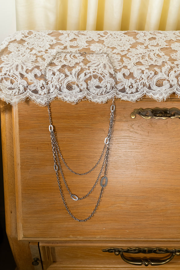 Handcrafted Italian 925 Silver Etched Oval Chain Necklace