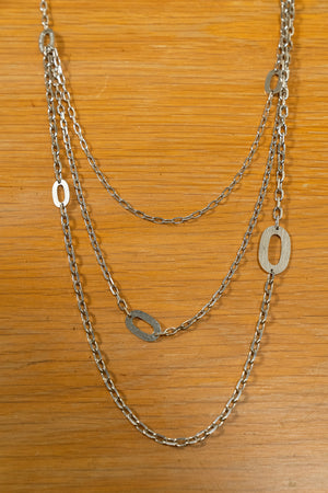 Handcrafted Italian 925 Silver Etched Oval Chain Necklace