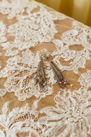 Artisan 925 Silver Multi Strand Crystal Drop Earrings