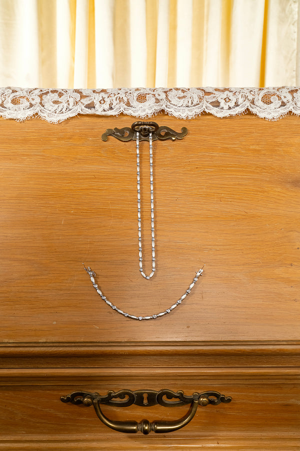 Artisan 925 Silver Matching Necklace and Bracelet with Brilliant Clear Stones