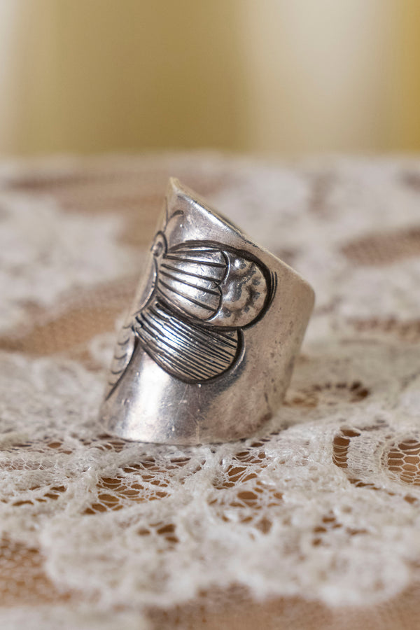 Handcrafted Sterling Silver Ring with Winged Insect Relief