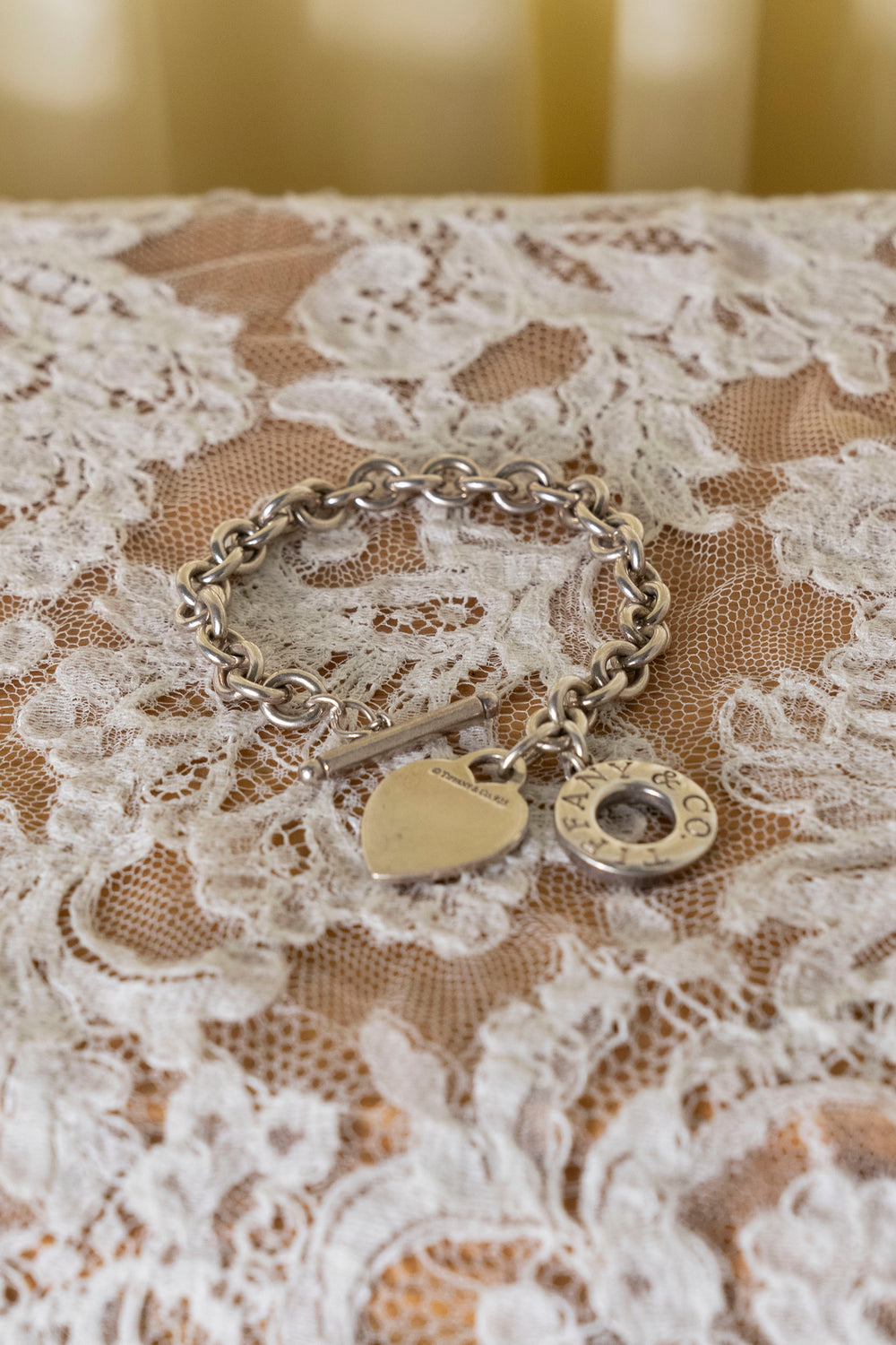 Tiffany Vintage Toggle Chain Bracelet with Heart Tag