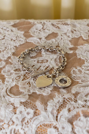 Tiffany Vintage Toggle Chain Bracelet with Heart Tag