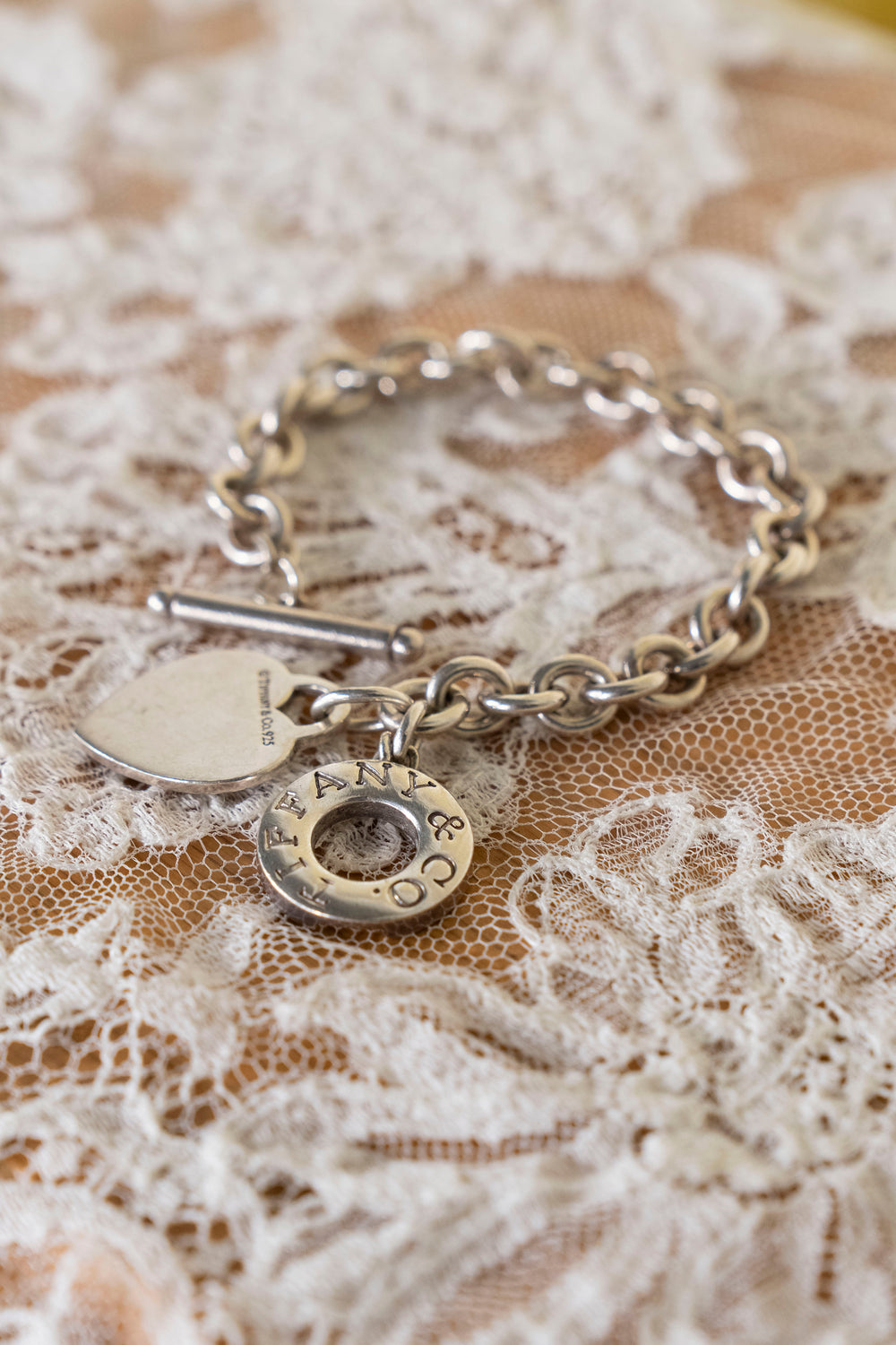 Tiffany Vintage Toggle Chain Bracelet with Heart Tag