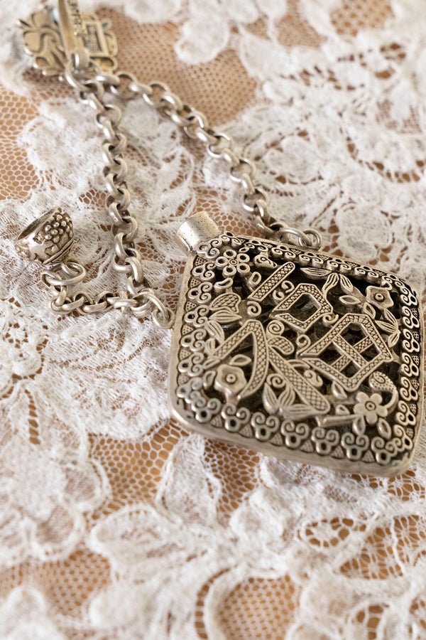 Vintage Chinese Filigree Silver Perfume Pendant