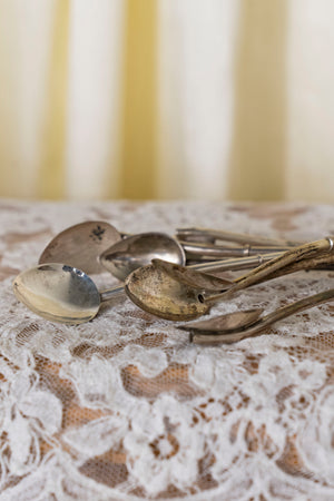 Vintage Silver Bombilla Spoon Set with Egyptian Charms