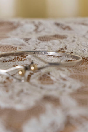 Vintage Sterling Double-Heart & Gold Bead Bracelet