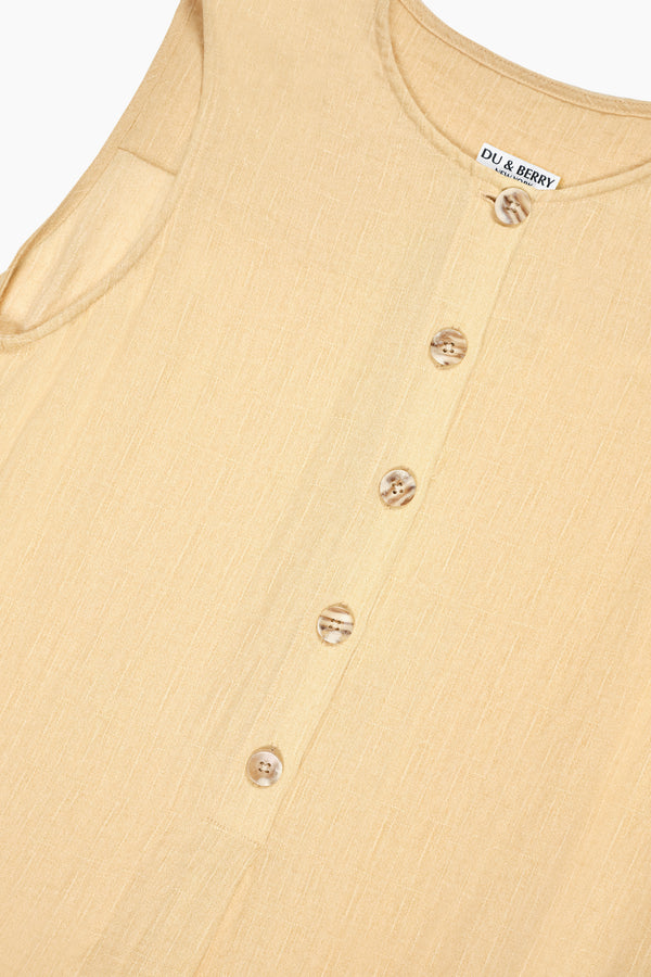 Drift Linen Button Midi Dress in Light Yellow