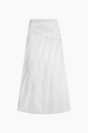 Du Pleated Cotton Poplin Midi Skirt