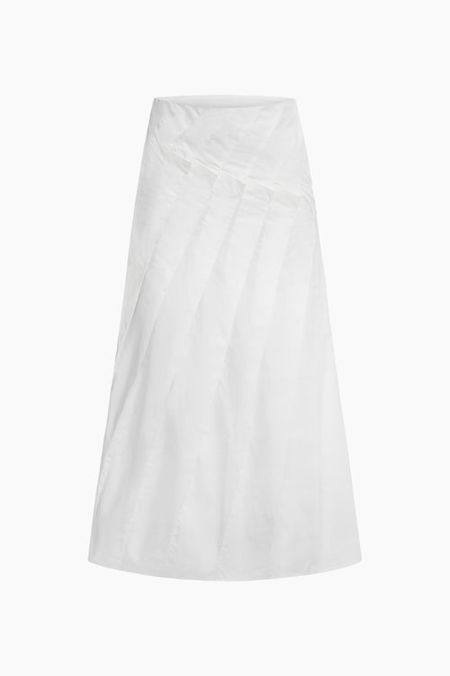 Du Pleated Cotton Poplin Midi Skirt