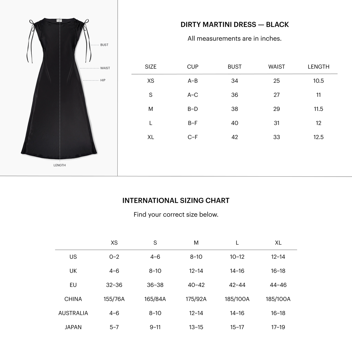 Zoomed Size Chart