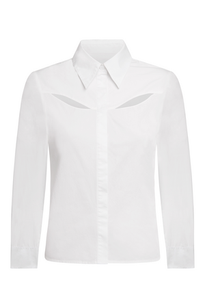 Flat lay front view image of Du & Berry Cotton Pleated Button Up Shirt